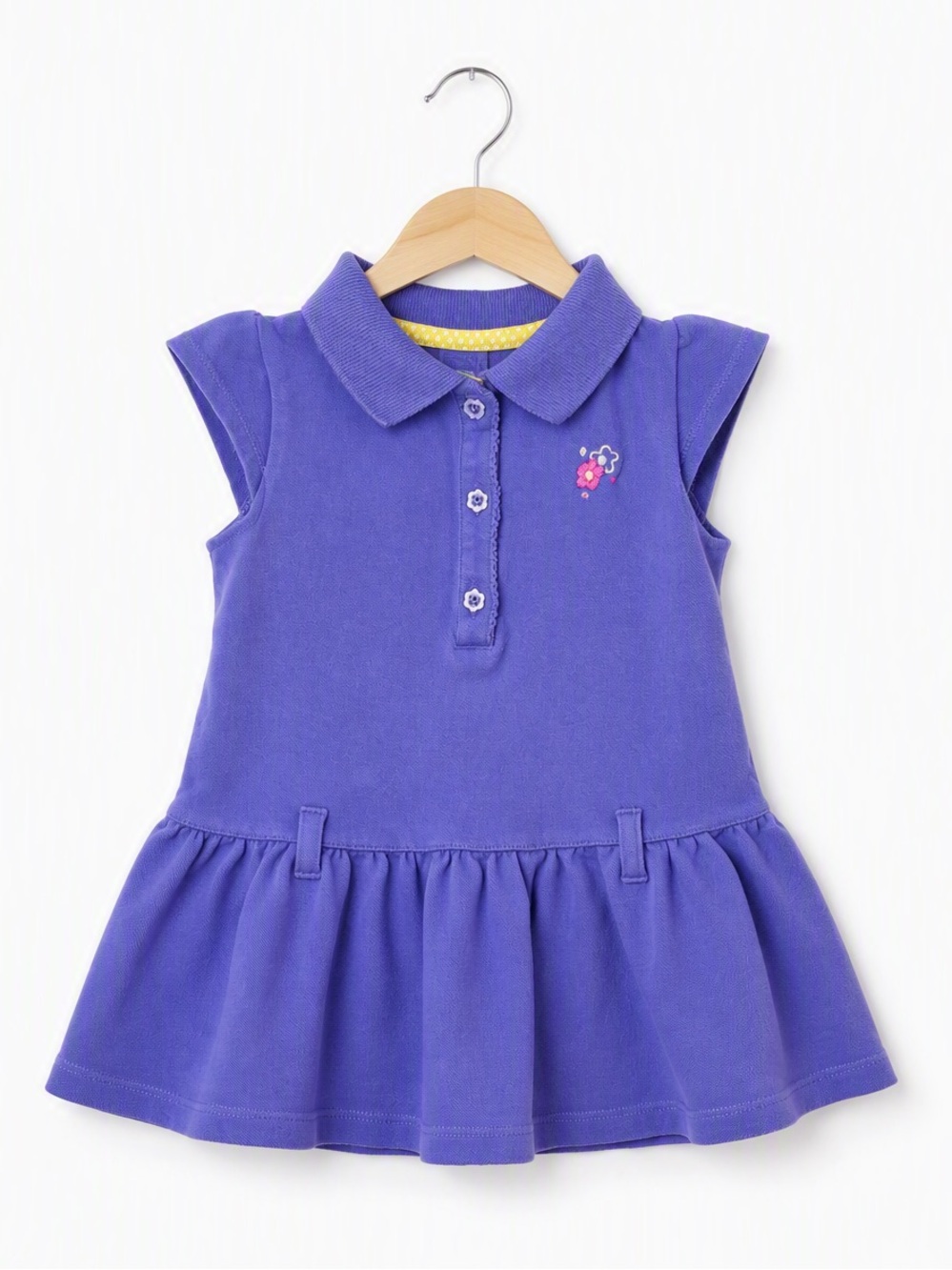 Vintage Y2K Little Me Purple Contrast Yellow Polka Dot Jersey Knit Top 12M